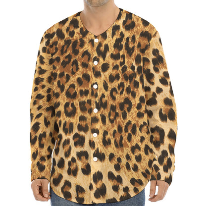 Leopard Pattern Print Long Sleeve Baseball Jersey