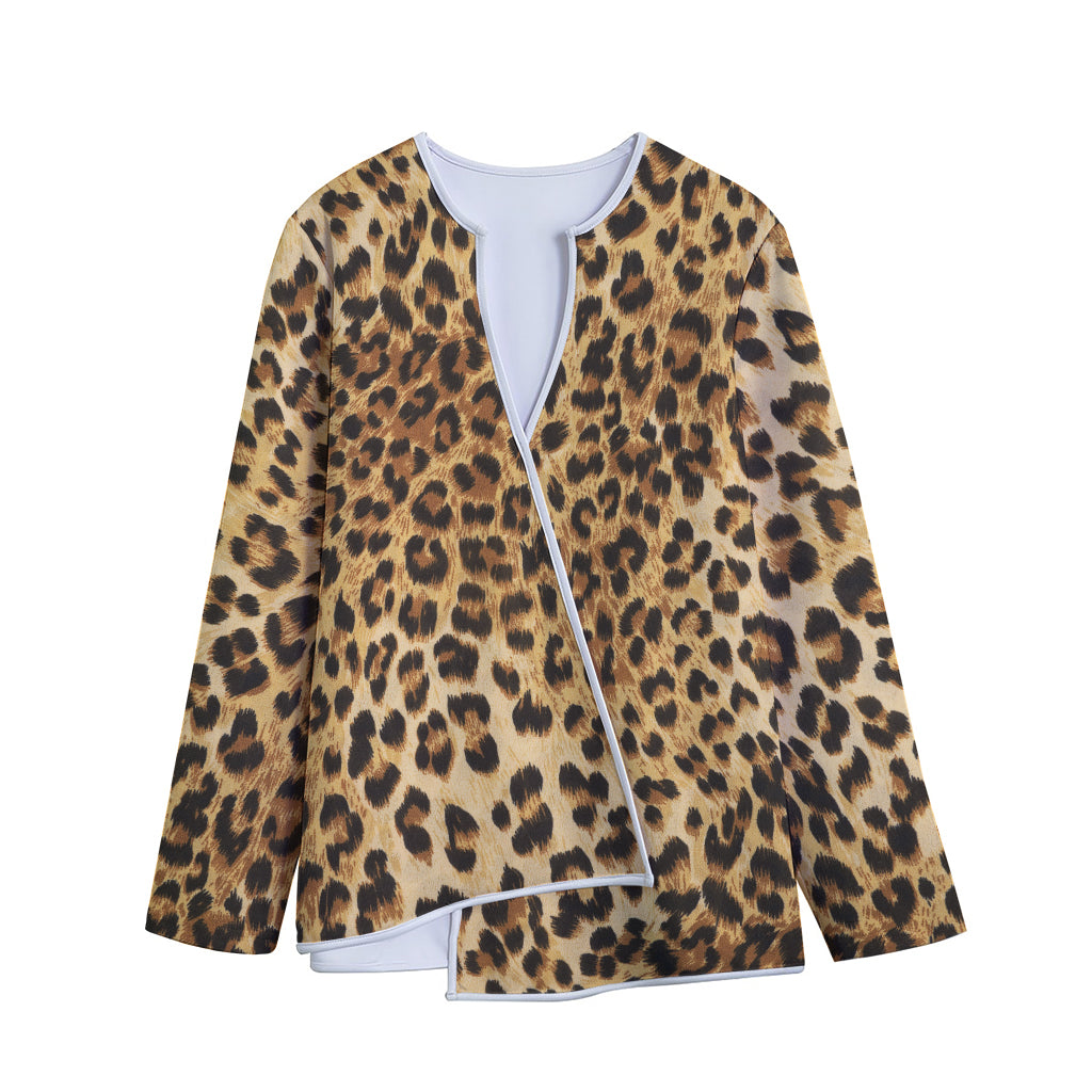 Leopard Pattern Print Long Sleeve Short Coat