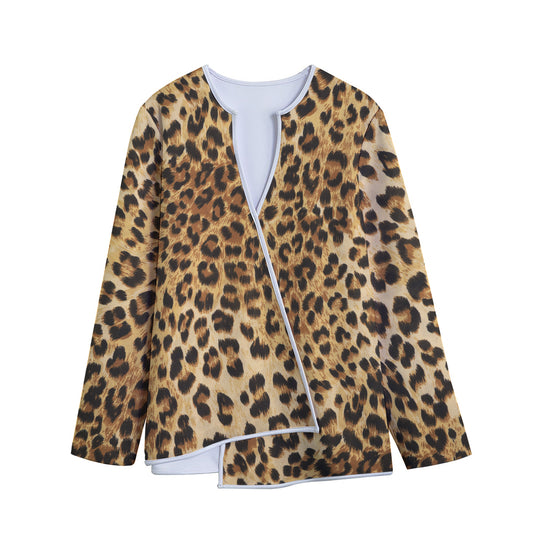 Leopard Pattern Print Long Sleeve Short Coat