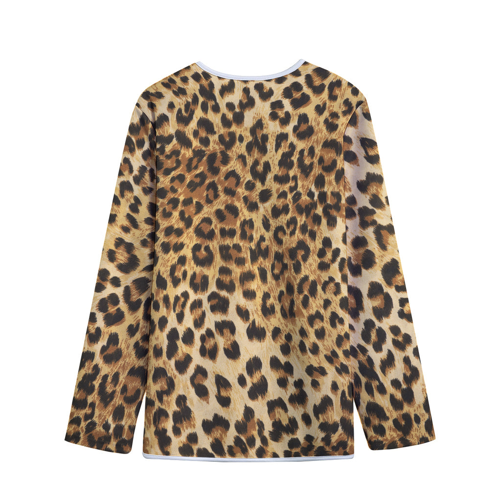 Leopard Pattern Print Long Sleeve Short Coat