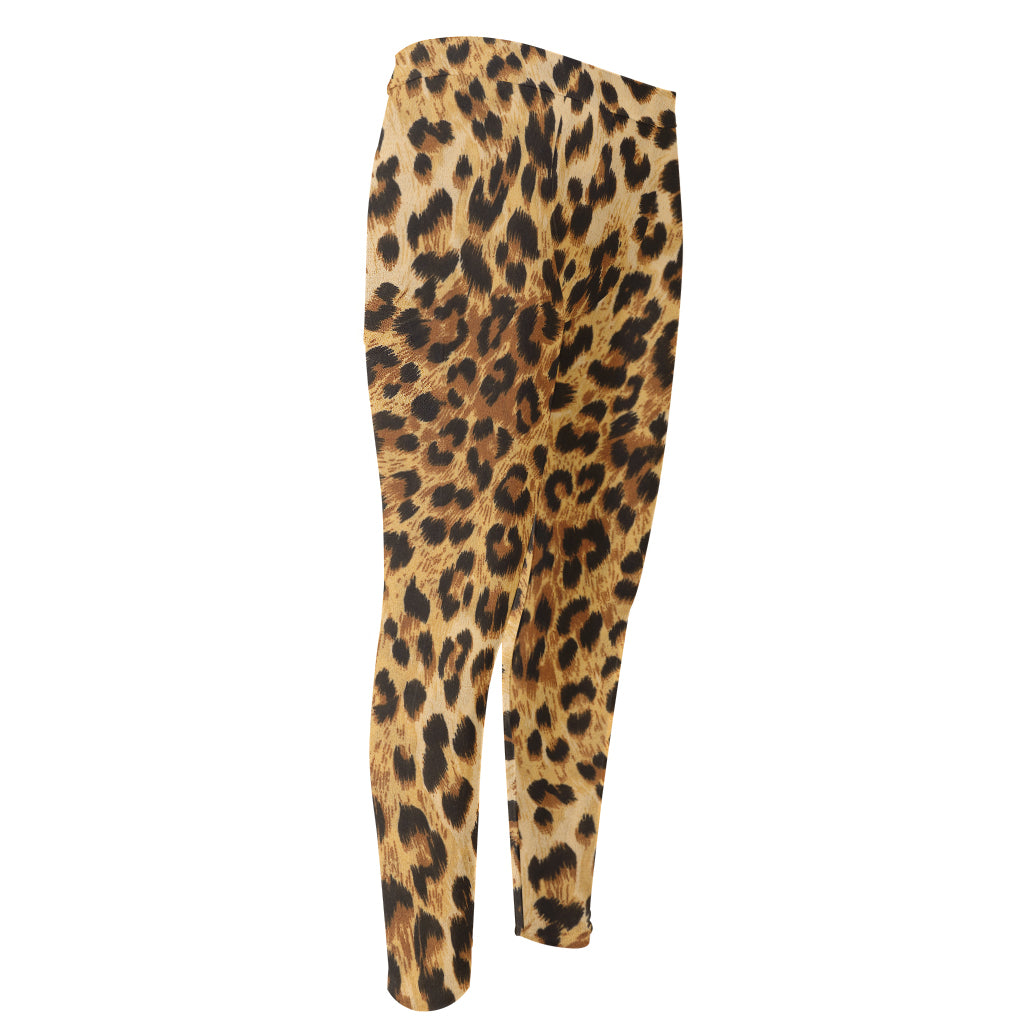 Leopard Pattern Print Men's Compression Pants