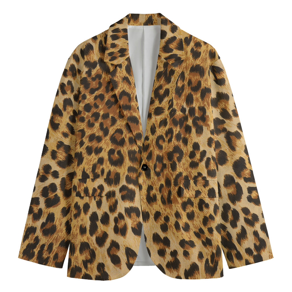 Leopard Pattern Print Men's Cotton Blazer