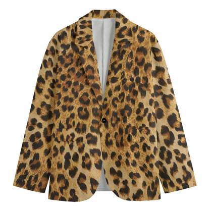 Leopard Pattern Print Men's Cotton Blazer