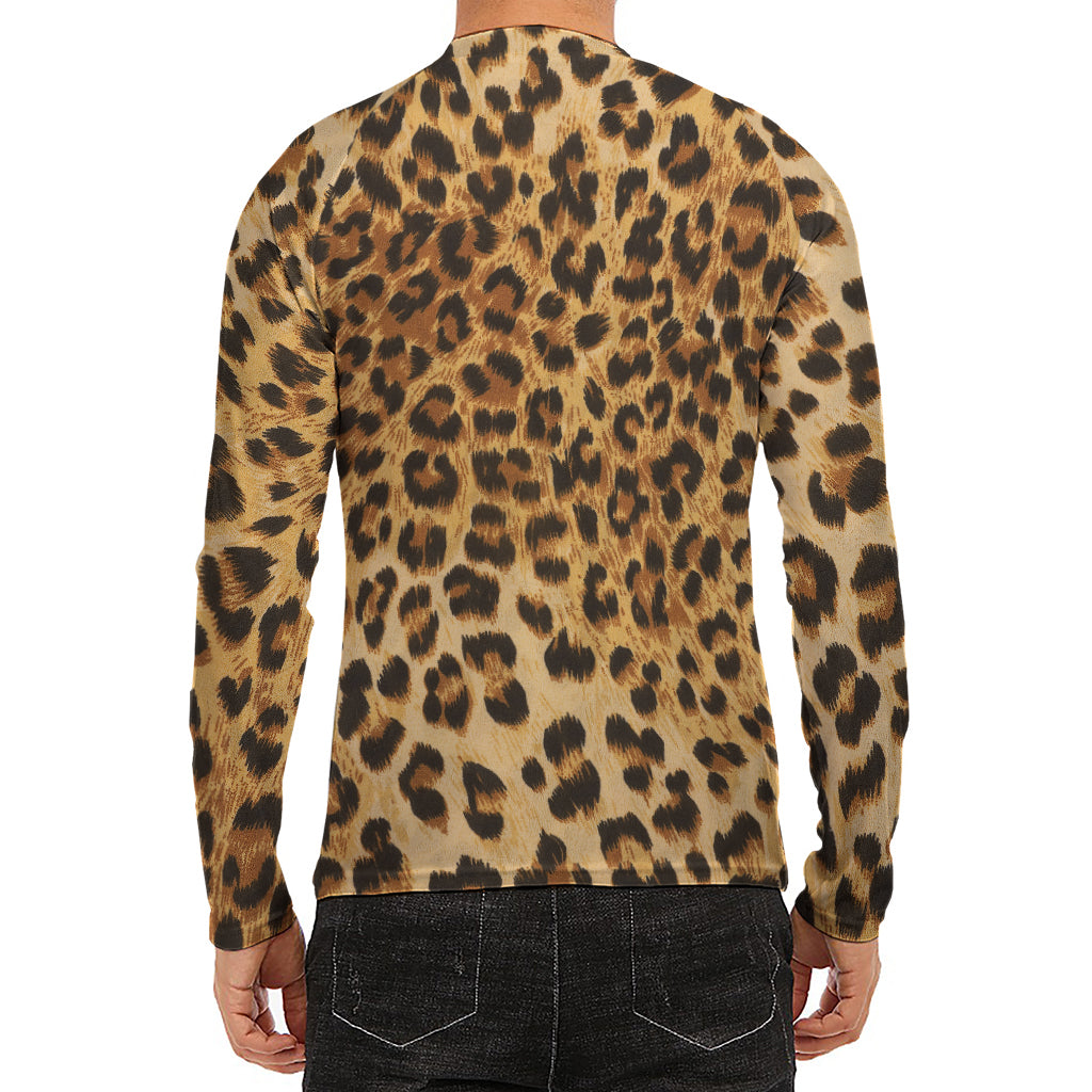 Leopard Pattern Print Men's Long Sleeve Rash Guard