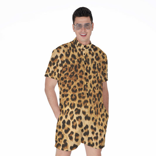 Leopard Pattern Print Men's Rompers