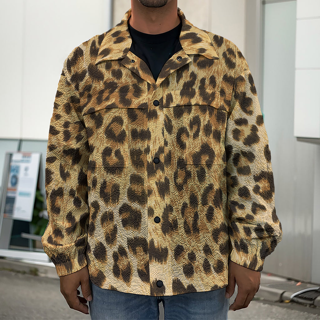 Leopard Pattern Print Men's Shirt Jacket