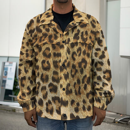 Leopard Pattern Print Men's Shirt Jacket