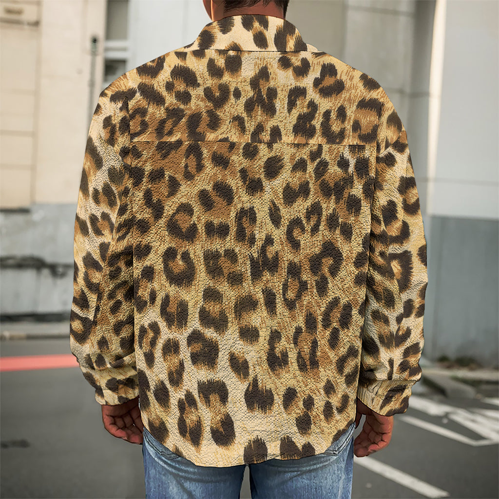 Leopard Pattern Print Men's Shirt Jacket