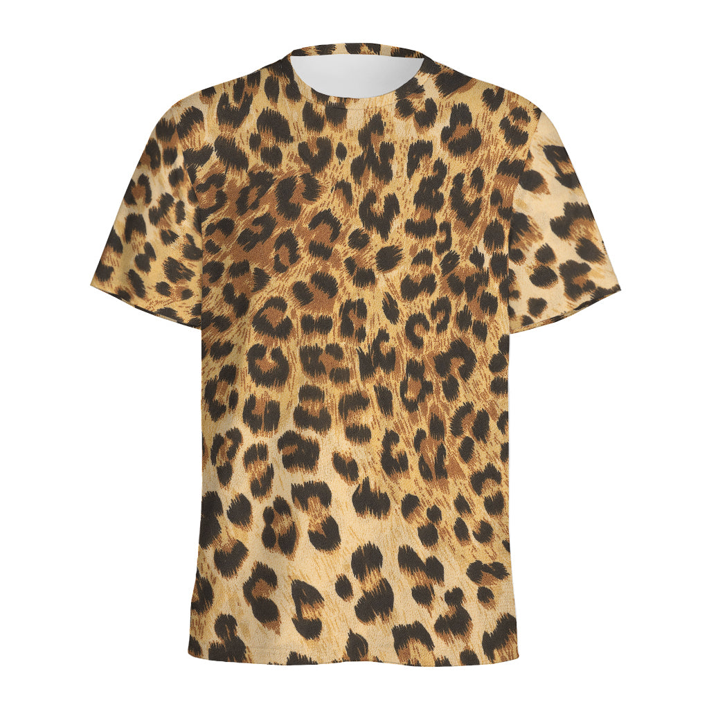 Leopard Pattern Print Men's Sports T-Shirt