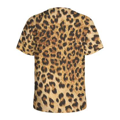 Leopard Pattern Print Men's Sports T-Shirt