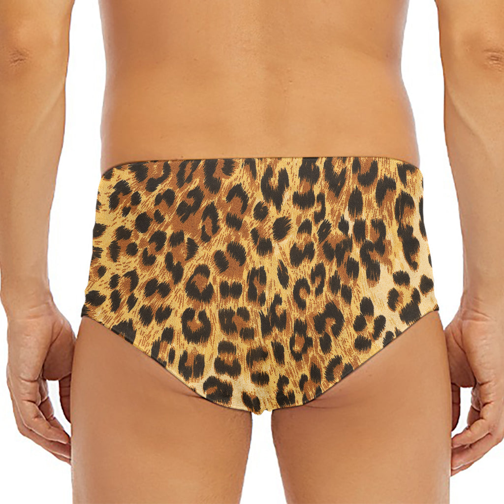 Leopard Pattern Print Men's Triangle Swim Briefs