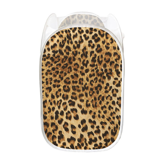 Leopard Pattern Print Mesh Laundry Hamper