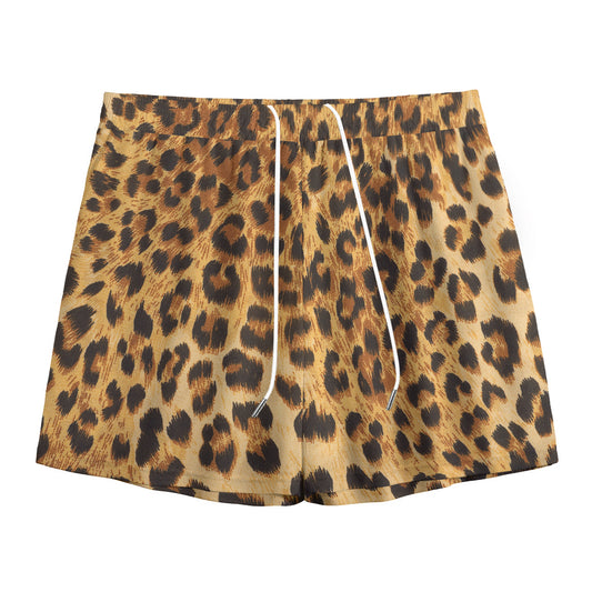 Leopard Pattern Print Mesh Shorts