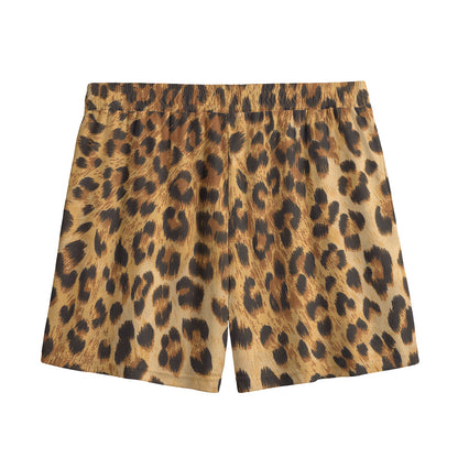 Leopard Pattern Print Mesh Shorts