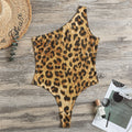 Leopard Pattern Print One Shoulder Bodysuit