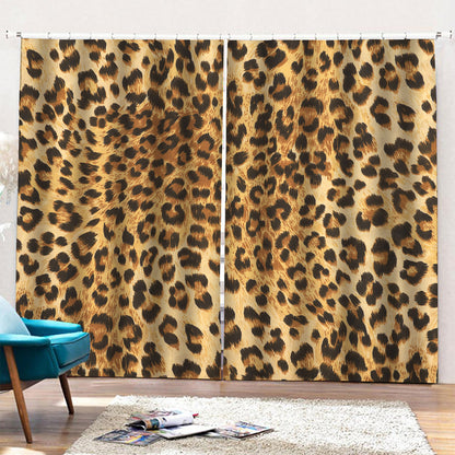 Leopard Pattern Print Pencil Pleat Curtains