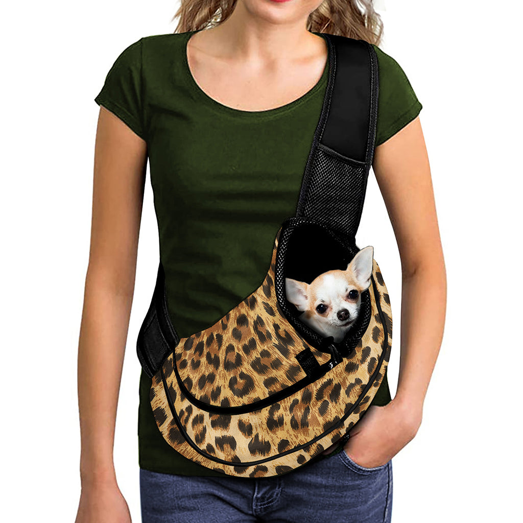 Leopard Pattern Print Pet Sling Carrier