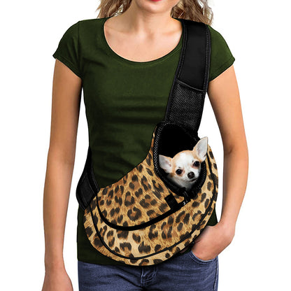 Leopard Pattern Print Pet Sling Carrier