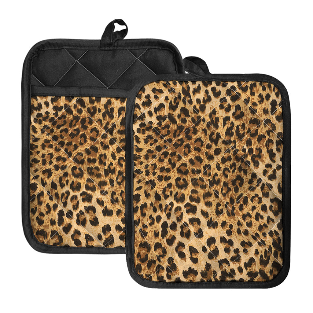 Leopard Pattern Print Pot Holders With Pocket