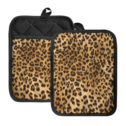 Leopard Pattern Print Pot Holders With Pocket