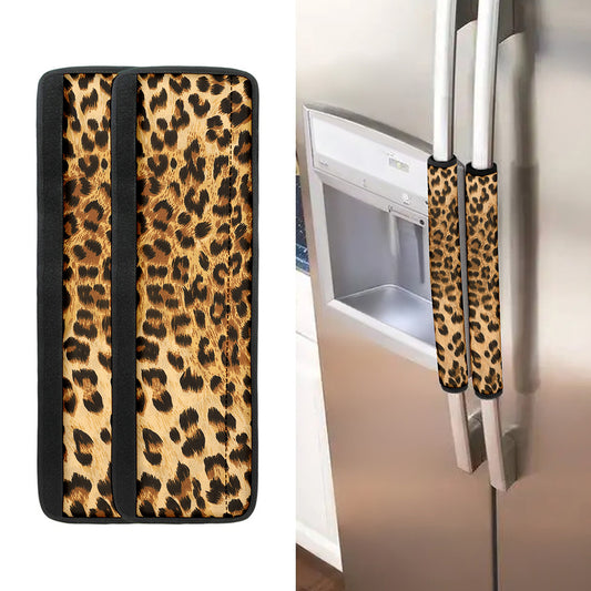 Leopard Pattern Print Refrigerator Handle Covers