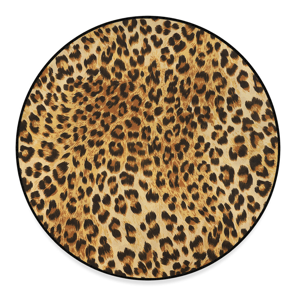 Leopard Pattern Print Round Floor Mat