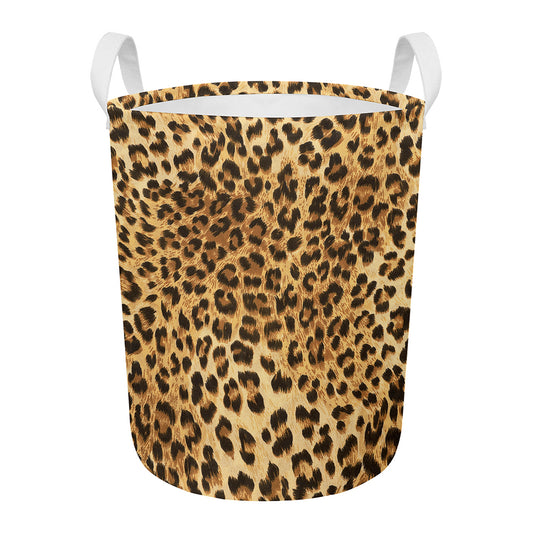 Leopard Pattern Print Round Laundry Basket