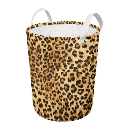 Leopard Pattern Print Round Laundry Basket