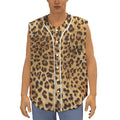 Leopard Pattern Print Sleeveless Baseball Jersey