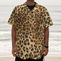 Leopard Pattern Print Textured Short Sleeve Shirt