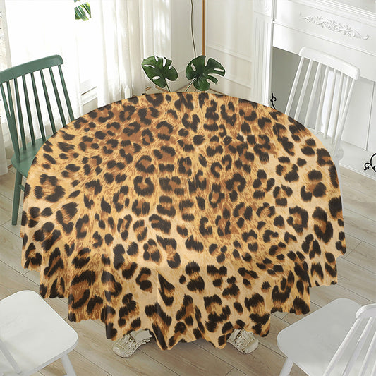 Leopard Pattern Print Waterproof Round Tablecloth