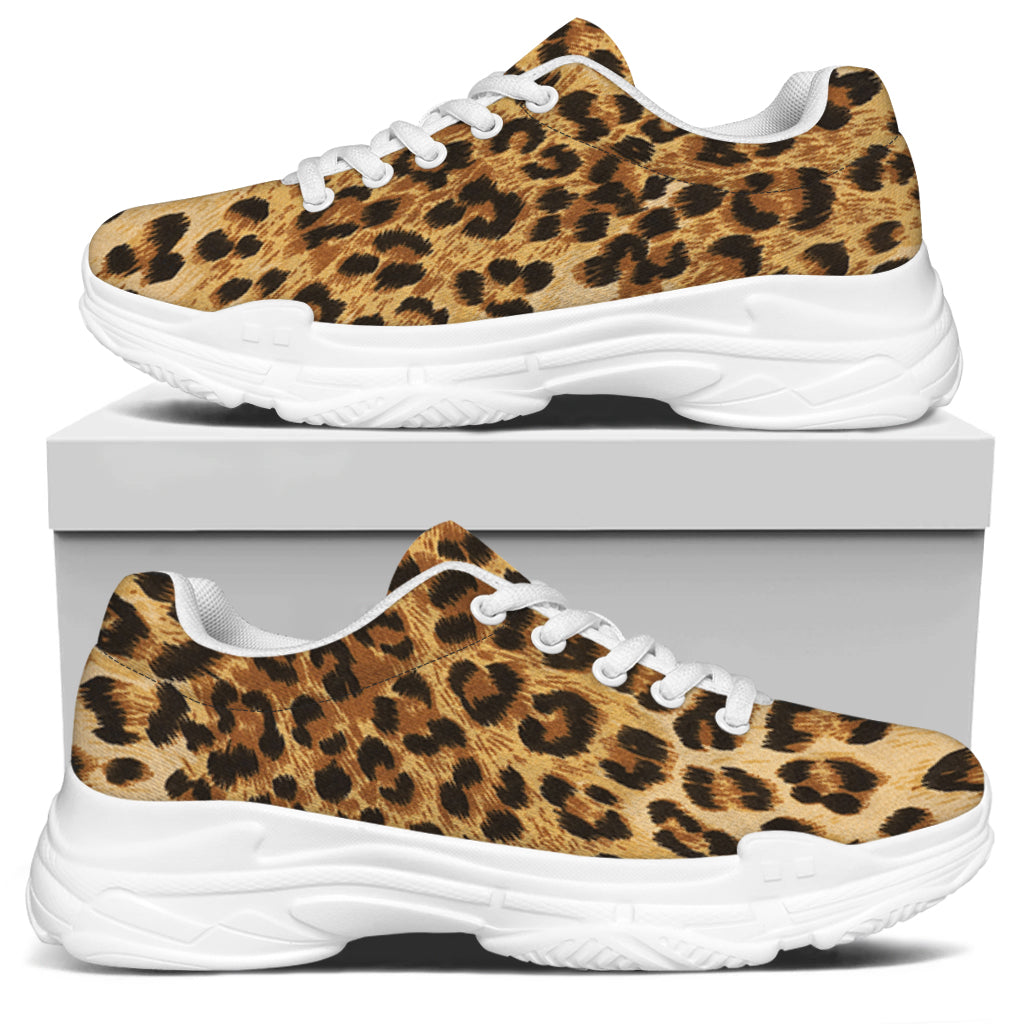 Leopard Pattern Print White Chunky Shoes