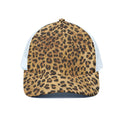 Leopard Pattern Print White Mesh Trucker Hat