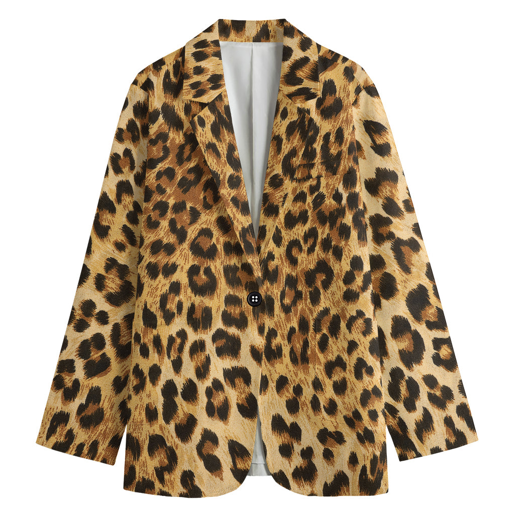 Leopard Pattern Print Women's Cotton Blazer