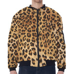 Leopard Pattern Print Zip Sleeve Bomber Jacket
