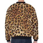 Leopard Pattern Print Zip Sleeve Bomber Jacket