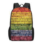 LGBT Pride Rainbow Brick Wall Print 17 Inch Backpack