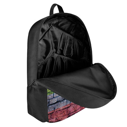 LGBT Pride Rainbow Brick Wall Print 17 Inch Backpack