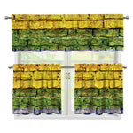 LGBT Pride Rainbow Brick Wall Print 3 Piece Kitchen Curtains