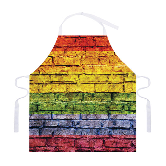 LGBT Pride Rainbow Brick Wall Print Adjustable Apron
