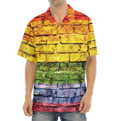LGBT Pride Rainbow Brick Wall Print Aloha Shirt
