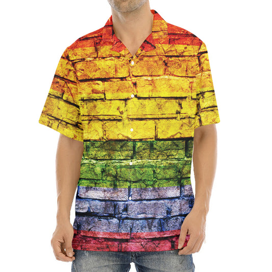 LGBT Pride Rainbow Brick Wall Print Aloha Shirt