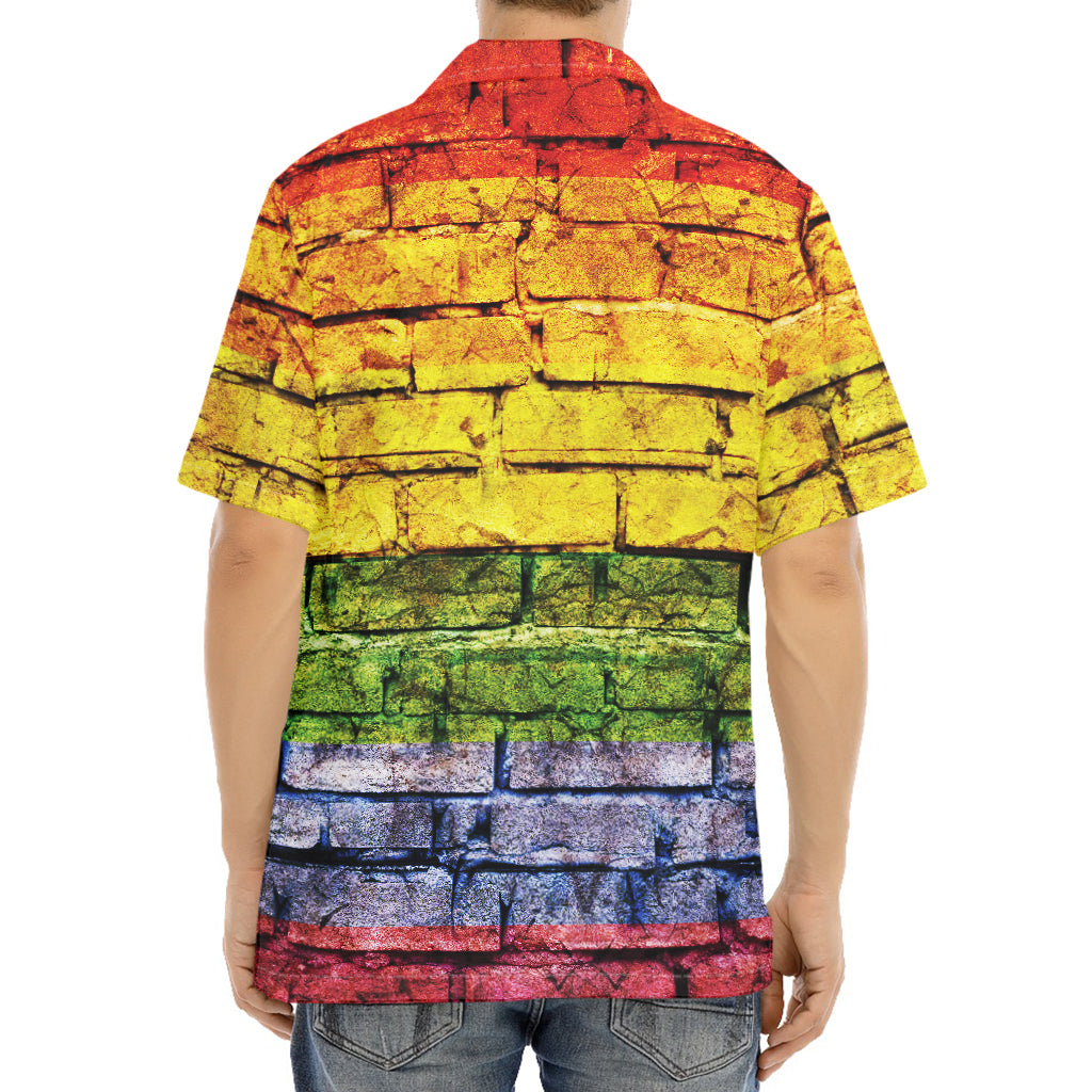 LGBT Pride Rainbow Brick Wall Print Aloha Shirt