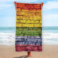 LGBT Pride Rainbow Brick Wall Print Beach Towel