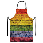 LGBT Pride Rainbow Brick Wall Print Bib Apron With Pocket