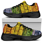 LGBT Pride Rainbow Brick Wall Print Black Chunky Shoes