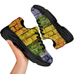 LGBT Pride Rainbow Brick Wall Print Black Chunky Shoes