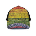 LGBT Pride Rainbow Brick Wall Print Black Mesh Trucker Hat