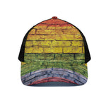 LGBT Pride Rainbow Brick Wall Print Black Mesh Trucker Cap