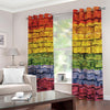 LGBT Pride Rainbow Brick Wall Print Blackout Grommet Curtains